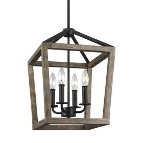 4 Light Lantern Adjustable Dimmable Square/Rectangle Chandelier