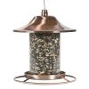 Copper Bird Feeder with Plastic Seed Reservoir Tube and Circular Perch