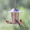 Copper Bird Feeder with Plastic Seed Reservoir Tube and Circular Perch