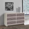 Modern 6-Drawer Dresser in Rustic White Brown Wood Finish