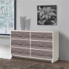 Modern 6-Drawer Dresser in Rustic White Brown Wood Finish