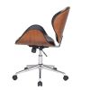 Modern Classic Walnut / Black Faux Leather Office Chair with Curved Seat