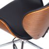 Modern Classic Walnut / Black Faux Leather Office Chair with Curved Seat