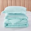 Queen Size Aqua 3 Piece Microfiber Reversible Comforter Set