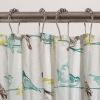 72-inch 100-Percent Cotton Fabric Shower Curtain with Teal Beige Black Birds