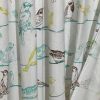 72-inch 100-Percent Cotton Fabric Shower Curtain with Teal Beige Black Birds