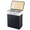 Black Bamboo 2-Bin Lights Darks Laundry Hamper with Handles