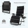 Black Zero Gravity Adjustable Lounge Chair Removable Cushion Cup Holder Tray