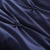 King Size All Season Pleated Hypoallergenic Microfiber Reversible 3 Piece Comforter Set in Navy