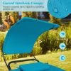 Teal Blue Outdoor Hammock Chaise Lounge Chair Cot with Canopy and Storage Bag