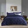 Twin Size All Season Pleated Hypoallergenic Microfiber Reversible 2 Piece Comforter Set in Navy