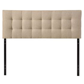 King size Beige Fabric Upholstered Headboard with Modern Tufting