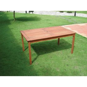 Rectangle 59 x 31.5-inch Solid Wood Patio Dining Table with Center Umbrella Hole