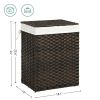 Brown PP Rattan 24-Gal Laundry Hamper Basket with Removable Cotton Liner Bag