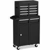 Black Heavy Duty Steel Lockable Rolling Garage Tool Chest Mobile Storage Cart