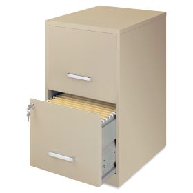 Metal Two Drawer Locking Vertical File Cabinet in Putty Color