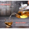 33.8 oz/ 1 Liter Borosilicate Glass Teapot with Removable Filter Infuser