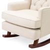 Beige Soft Tufted Upholstered Wingback Rocker Rocking Chair