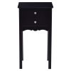 Elegant 2-Drawer End Table Nightstand Side Table in Black Wood Finish