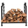 Modern Black Wrought Iron Indoor Outdoor Firewood Holder Log Rack