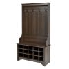 Dark Brown Entryway Hall Tree Shoe Cubbie Coat Rack