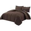 Queen Size Reversible Microfiber Down Alternative Comforter Set in Brown