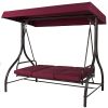 Burgundy Outdoor Patio Deck Porch Canopy Swing with Cushions