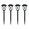 4-Pack - Black Outdoor Solar Light Set - Weather-Resistant Path Yard Lighting