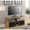 Modern 50-inch TV Stand in Light Oak / Black Wood Finish