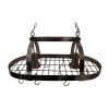 Rustic 2 Light 10 Hook Ceiling Mounted Hanging Pot Rack in Bronze