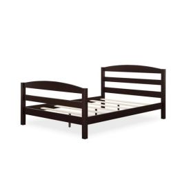 Full Size Minimalist Platform Bed Headboard Footboard in Espresso