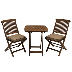 3-Piece Bistro Style Outdoor Patio Furniture Chair Table Set with Cushions