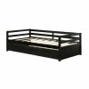 Twin/Twin Dorm Style Trundle Daybed Platform Bed Frame in Espresso