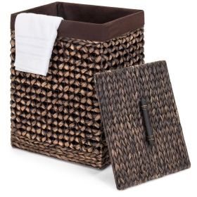 Espresso Handwoven Hyacinth Linen Liner Laundry Hamper