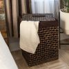 Espresso Handwoven Hyacinth Linen Liner Laundry Hamper