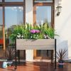 Mobile Elevated Gray and Black Wood Metal Raised Garden Planter Bed with Wheels