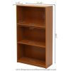 Light Cherry Finish 3-Tier Storage Shelves Bookcase