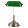 Antique Brass Bankers Lamp Desk Light Table Lamp with Green Glass Shade