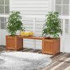 Farmhouse Durable Outdoor Wooden Planter Box with Garden Bench