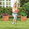 Farmhouse Durable Outdoor Wooden Planter Box with Garden Bench