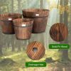 Set of 3 Outdoor Wooden Barrel Planter Pots with Handles 11.5, 15, and 18 inch