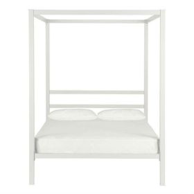 Full size Modern White Metal Canopy Bed Frame