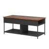 Farmhouse Black Metal Wood Lift-Top Multi Purpose Coffee Table