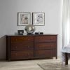 Farmhouse Solid Pine Wood 6 Drawer Dresser in Cherry Finish