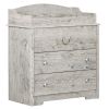 Farmhouse Nautical 3 Drawer Rope Handle Baby Changing Table in Washed Pine