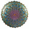 Round 18-inch Peacock Style Glass Mosaic Flower Birdbath with Metal Stand