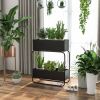 Modern Black Metal Vertical Raised Garden Bed Two-Tier Planter Box