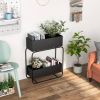 Modern Black Metal Vertical Raised Garden Bed Two-Tier Planter Box