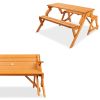 Outdoor Interchangeable 2 in 1 Multi-Use Wooden Picnic Table Garden Bench Umbrella Hole