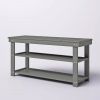 Grey Wood 2-Shelf Shoe Rack Storage Bench For Entryway or Closet